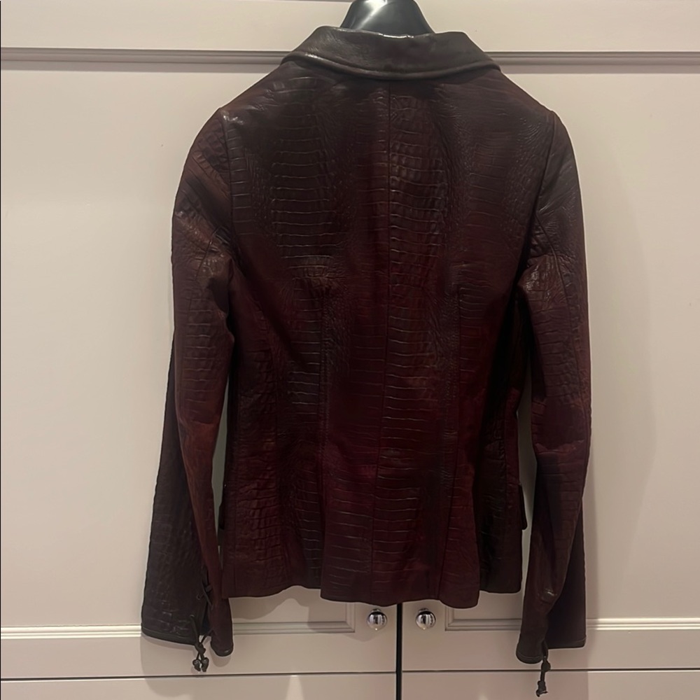 Henry beguelin burgundy/Brown Leather Jacket size 40 - Picture 2 of 7